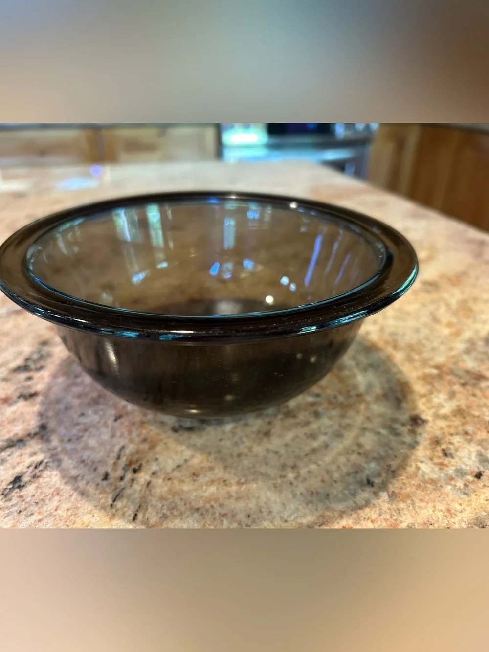 Pyrex Smoke Gray #322 Glass Mixing Bowl w/Rim 7”W holds 1Qt (1L on bottom)